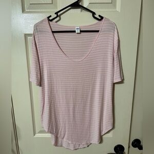 Old Navy Luxe Tee Pink and White Stripe